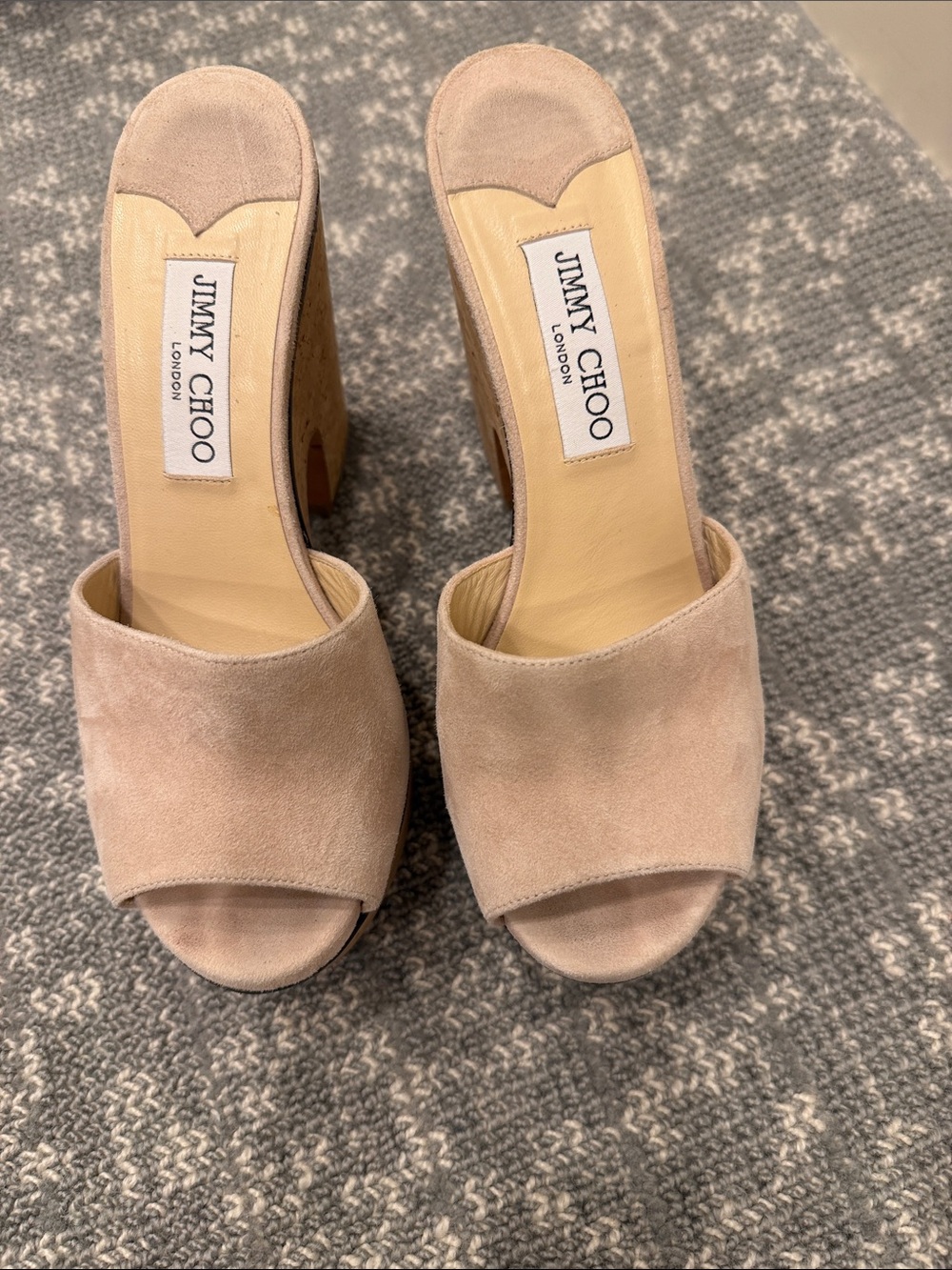 Jimmy Choo Blush Suede Open-Toe Slide Mules
